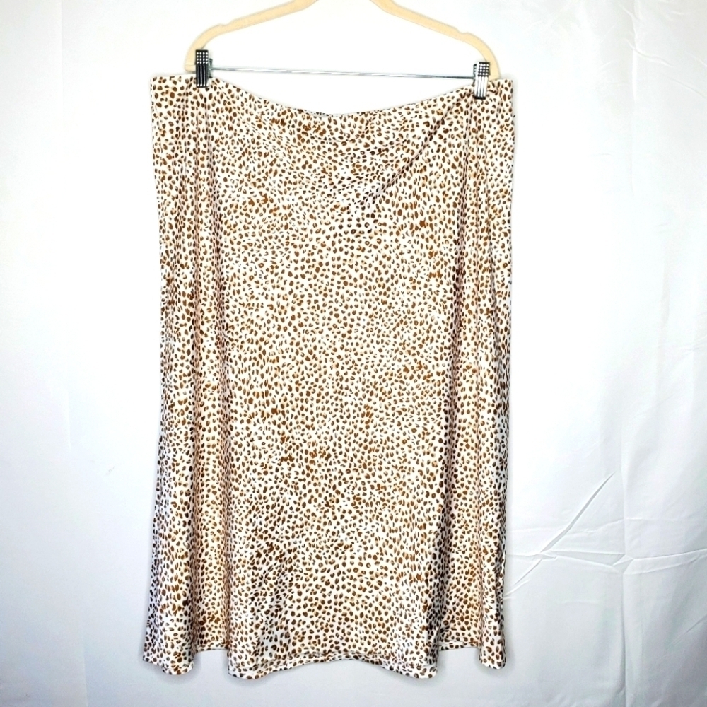 J. Crew Plus Size Satin Midi Slip Skirt 2X Animal Print Spring Stretch Waist NEW - Picture 11 of 11